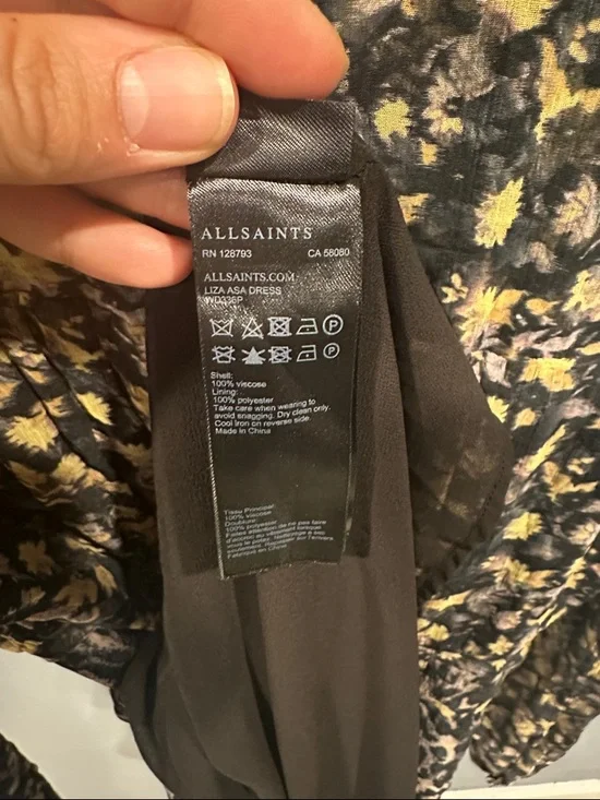 ALLSAINTS Liza Asa Dual Print High/Low Dress - Picture 7 of 9